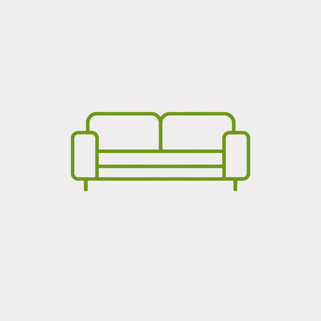 Schlafsofas – Flexible Sofa und Schlafkombinationen Schlafsofa Icon in grün für multifunktionale Sofa-Schlaflösungen